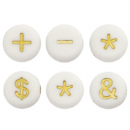 Acrylic letter beads symbol White-Gold