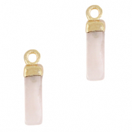 Natural stone charms Quartz tube Rose Alabaster Crystal-Gold