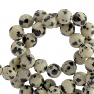 Natural stone beads Dalmatian Jasper 6mm Greige