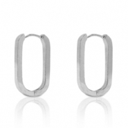 Stainless steel earrings oval Silver