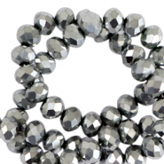 Top faceted beads 8x6mm disc Silver-Pearl Shine Coating