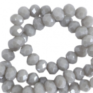Top faceted beads 8x6mm disc Cloudy Grey-Pearl Shine Coating