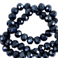 Top faceted beads 8x6mm disc Interstellar Blue-Pearl Shine Coating