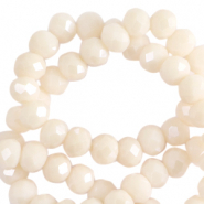 Top faceted beads 6x4mm disc Pristine Beige-Pearl Shine Coating