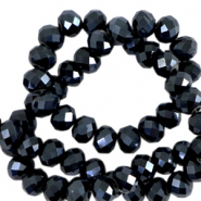 Top faceted beads 4x3mm disc Black-Pearl Shine Coating