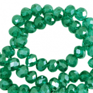 Top faceted beads 4x3mm disc Lake Green-Pearl Shine Coating