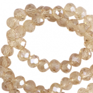 Top faceted beads 4x3mm disc Latte Beige-pearl Shine Coating