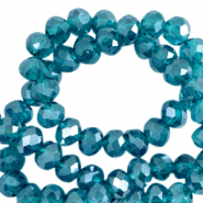 Top faceted beads 3x2mm disc Danube Blue-Pearl Shine Coating