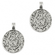 DQ European metal charms disc of Festos Antique Silver (nickel free)
