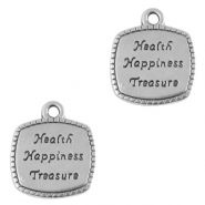 DQ European metal charms square "wishes" Antique Silver (nickel free)