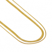 Stainless steel necklaces 2 layer snake Gold