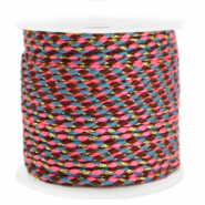 Trendy cord braided 2mm Gold-Neon Pink Blue