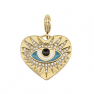 Brass TQ metal charms eye of providence enamel Gold-Blue