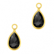 Crystal glass charms drop Jet Black-Gold