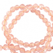 Natural stone faceted beads 3mm Light Peach-Pearl Shine Coating
