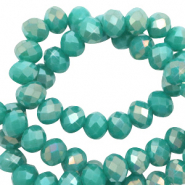 Top faceted beads 4x3mm disc Teal Green-Diamond Coating