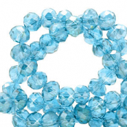 Top faceted beads 8x6mm disc Lagoon Blue-Pearl Shine Coating