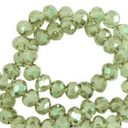 Top faceted beads 3x2mm disc Vineyard Green-Pearl Shine Coating