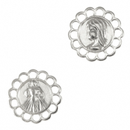 DQ European metal charms connector Jesus and Maria Antique Silver (nickel free)