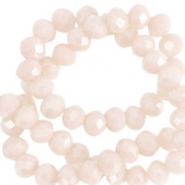 Top faceted beads 4x3mm disc Buttercream Beige-Pearl Shine Coating