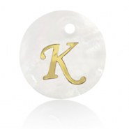 Shell pendants specials letter K Gold-White (natural colour)