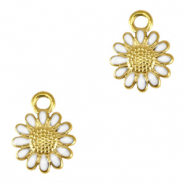 Stainless steel charms daisy enamel Gold-White