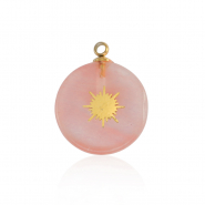 Stainless steel charms sun Gold-Pink
