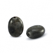 Natural stone beads Labradorite oval Dark Anthracite
