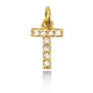 Brass TQ metal charms initial T Gold