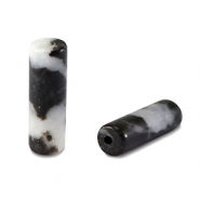 Natural stone beads Jasper tubes Black-White