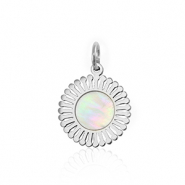 Stainless steel charms shell 12mm Silver-White (natural colour)