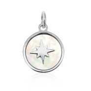 Stainless steel charms shell 10mm Silver-White (natural colour)