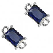 Crystal glass connectors rectangle Royal Blue-Silver