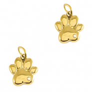 Stainless steel charms dog paw Gold