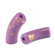 Acrylic beads tube shiny Purple-Gold