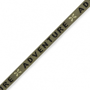Ribbon text "adventure" Olive green-Black