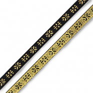 Ribbon text flowers Black-Gold