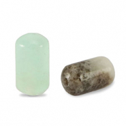 Natural stone beads Chalcedony (Quartz) tubes Multicolour Turquoise