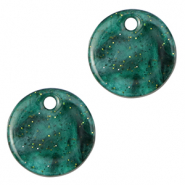 Resin pendants glitter 12mm Multicolor Green