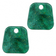 Resin pendants trapezium glitter Multicolor Green