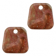 Resin pendants trapezium glitter Multicolor Brown