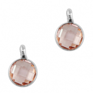 Crystal glass charms 7mm Light Pink-Silver