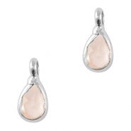 Crystal glass charms drop Light Pink-Silver