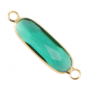 Crystal glass connectors oblong oval Green-Gold