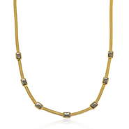 Stainless steel snake necklaces crystal Gold-Black