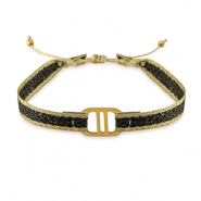 Ready-made Bracelets ribbon with Stainless steel connector Black-Gold