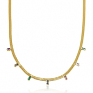 Stainless steel snake necklaces crystal Gold-Multicolour