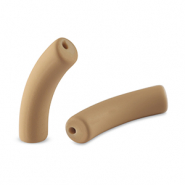 Acrylic tube beads matt Camel Brown