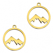 Stainless steel charms mountain Gold