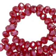 Top faceted beads 6x4mm disc Raisin Torte Red-Amber Coating